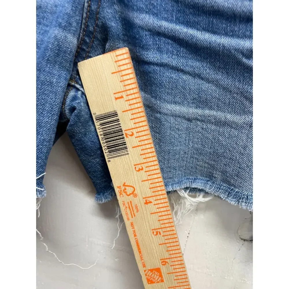 Madewell Women's High-Rise Denim Shorts Button Closure Raw Hem Size 26